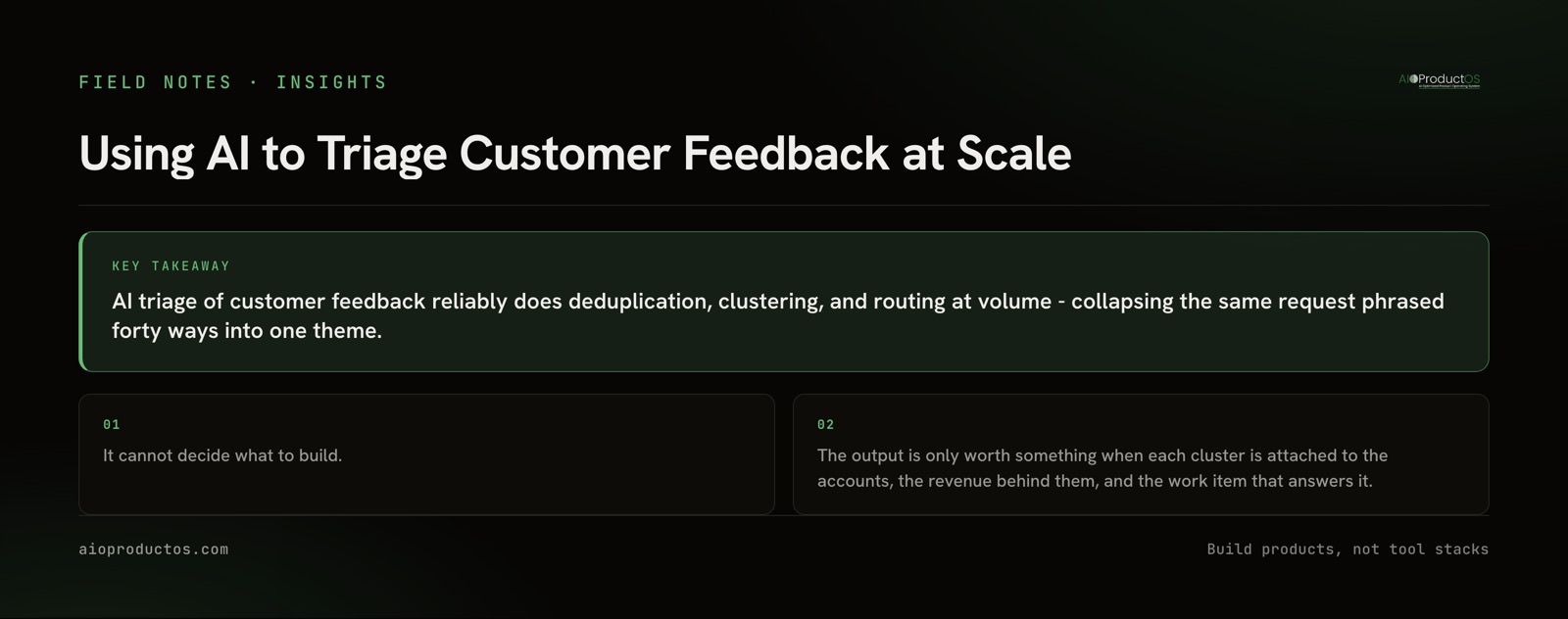 Support ticket triage versus product feedback triage: two jobs with opposite outputs