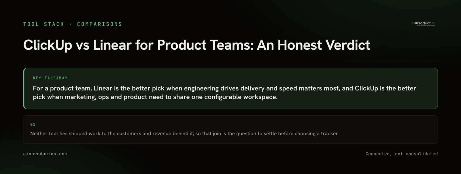 ClickUp vs Linear for product teams: where each tool stops and the customer evidence gap
