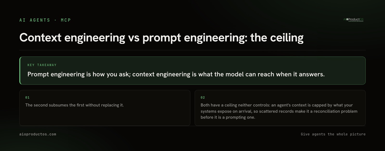 Context engineering vs prompt engineering: what an AI agent can actually reach