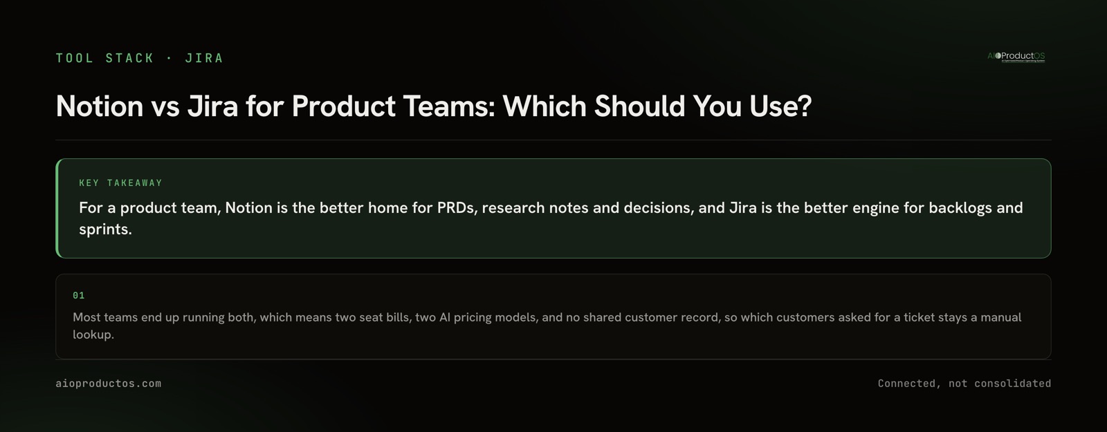 Notion vs Jira for product teams: where docs, customer evidence and delivery work live