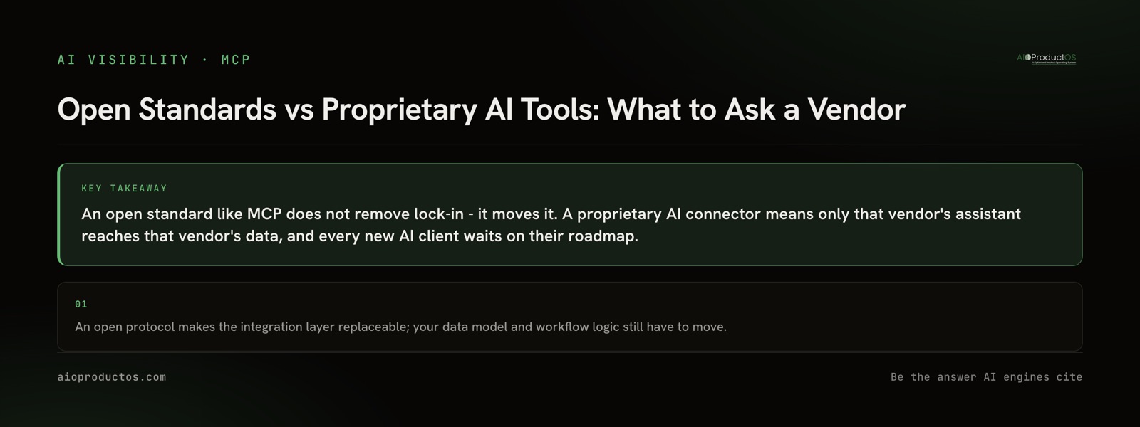 Open standards in AI tools versus a proprietary connector: where product-stack lock-in actually lives