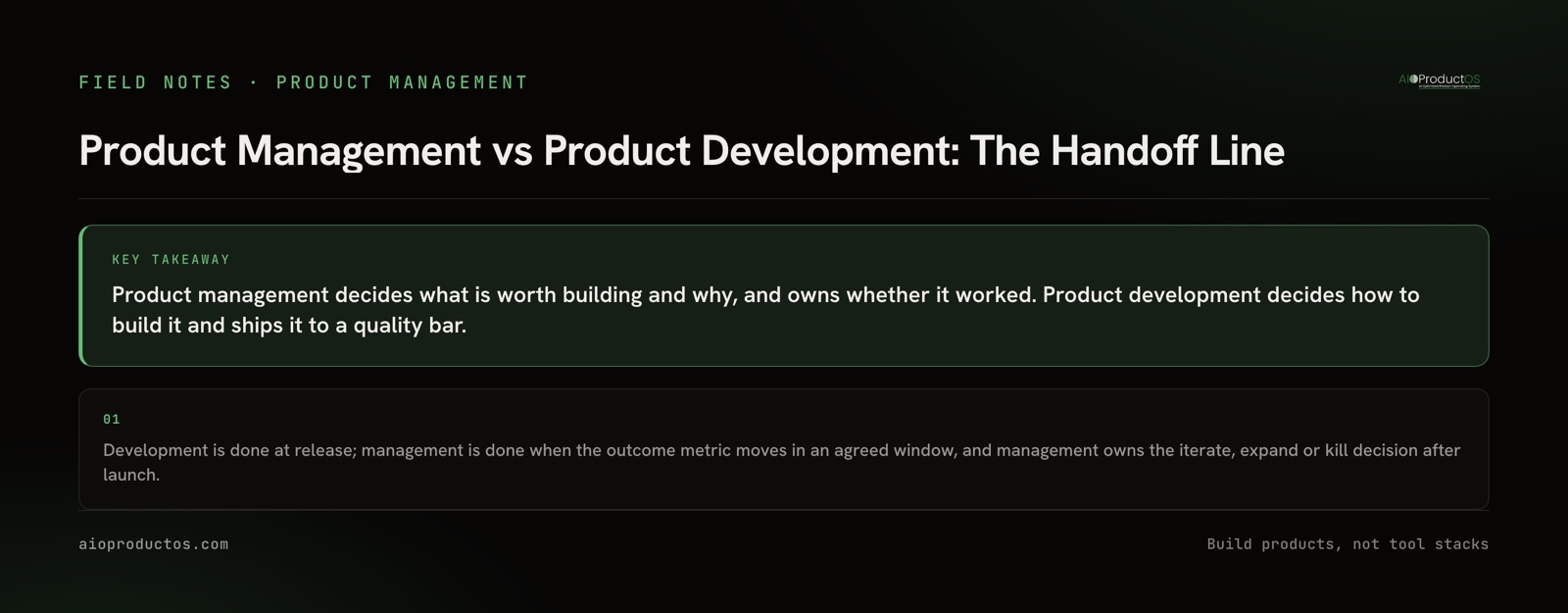 Product management vs product development: the artifacts that cross the handoff in each direction