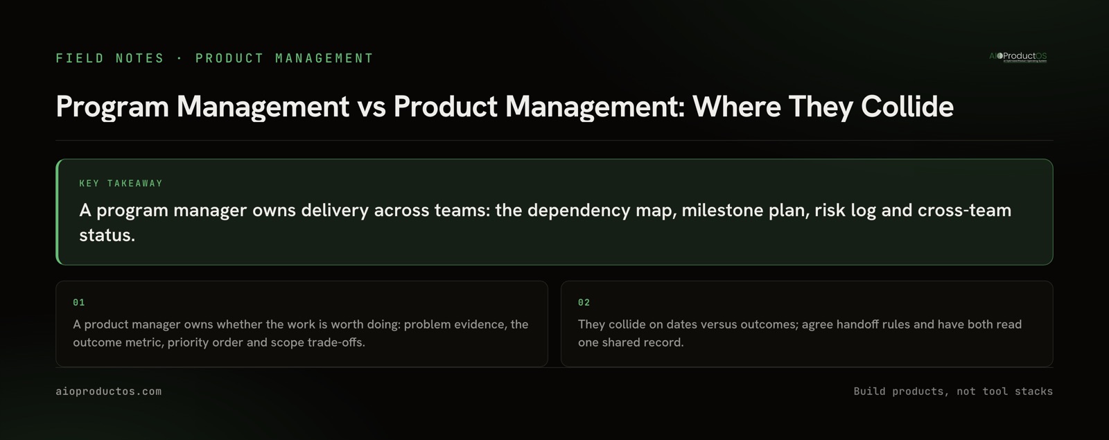 Program management vs product management: who owns which artifact and where the roles collide