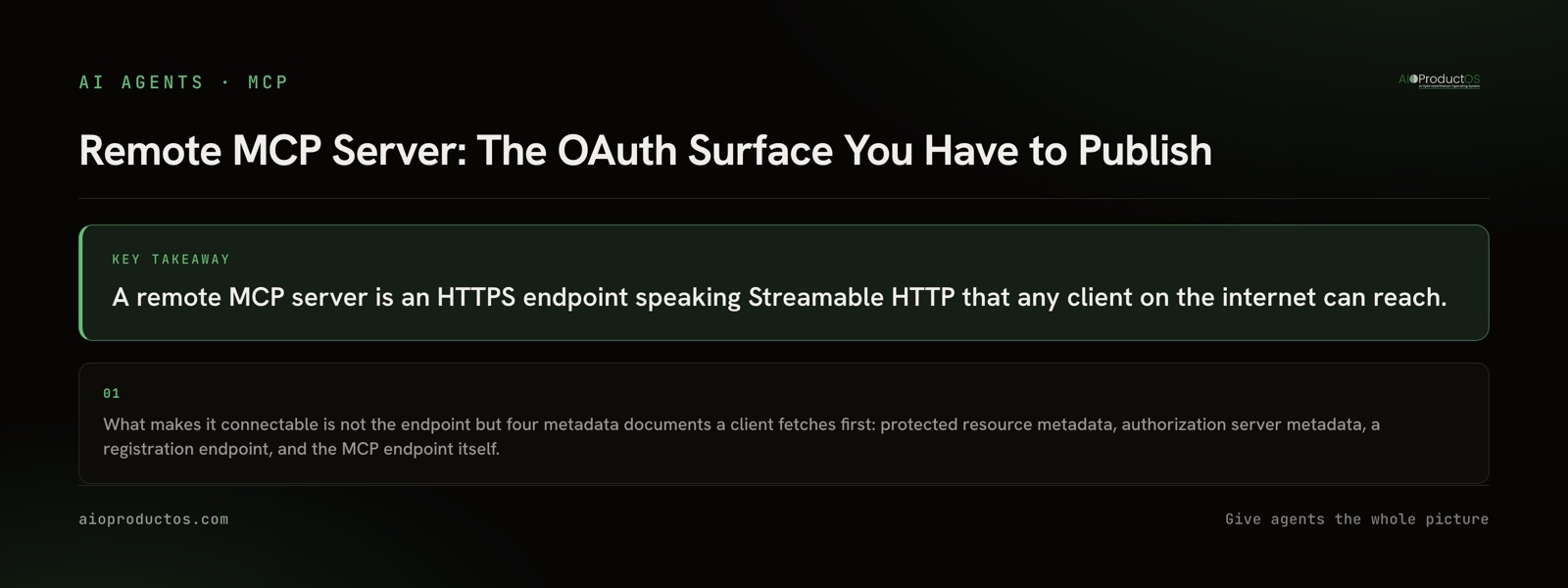Remote MCP server OAuth flow: client discovery, authorization, and the tool surface it reaches