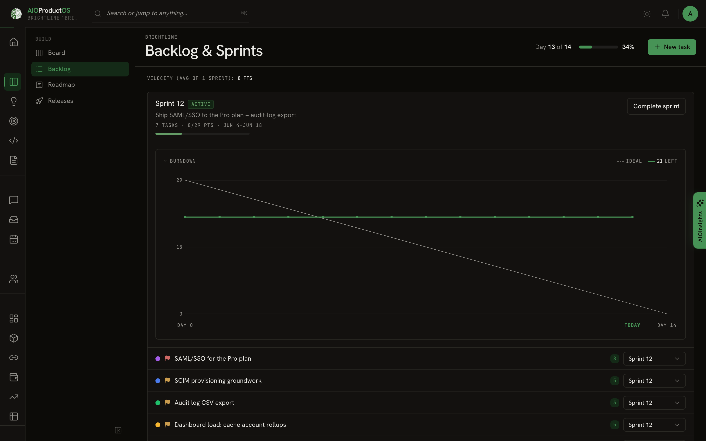 Project Management in the AIOProductOS app